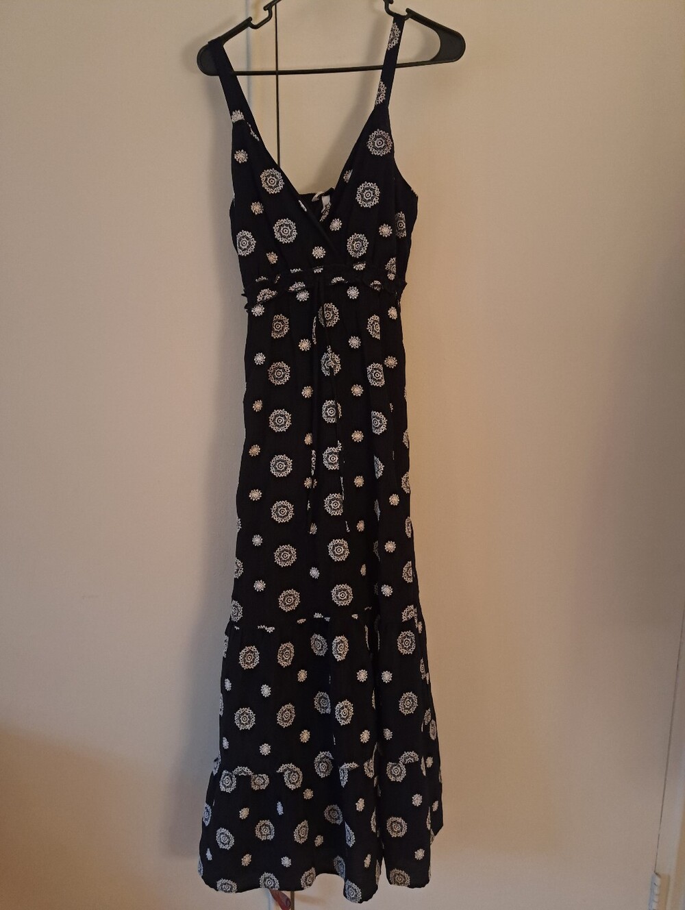 Speechless Black Maxi Dress with White Medallion Print